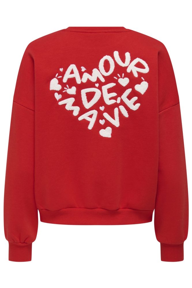 ONLTAMMIE L/S PRINT O-NECK SWT 15360318 HIGH RISK RED/AMOUR
